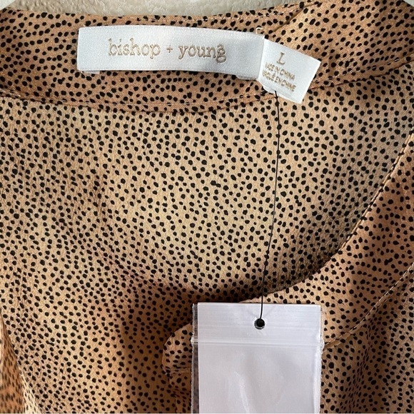 NWT Bishop + Young Top micro dots slight shimmer pullover tunic/blouse size L - Picture 3 of 10